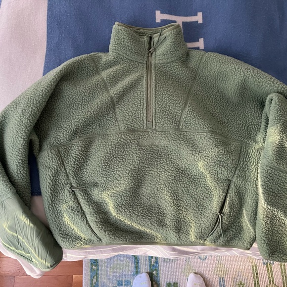 Soft Green Fleece Quarter-Zip Sweater - Picture 2 of 3